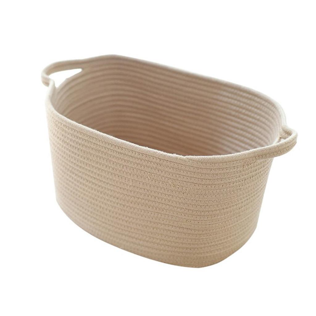 Nordic Cotton Woven Storage Basket for Laundry Sundries Toy Organizer Beige