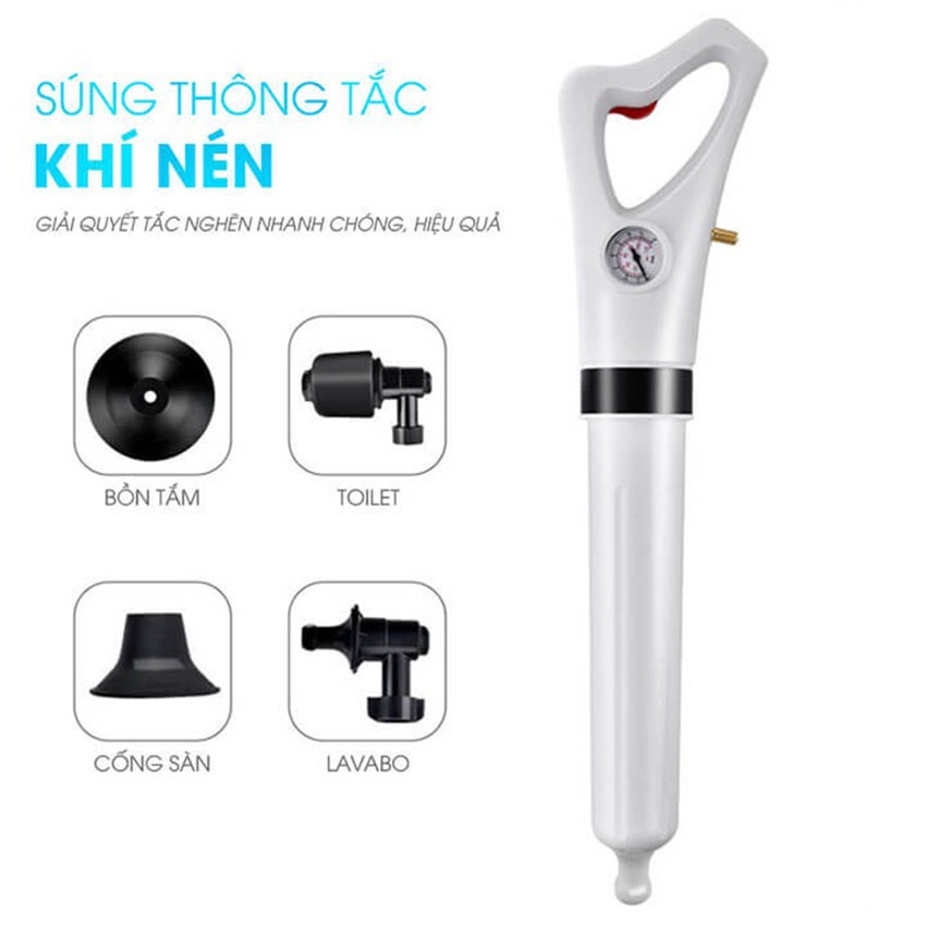 Súng Thông Tắc Bồn Cầu Cống Nhà Vệ Sinh Bằng Khí Nén Áp Lực Siêu Mạnh - Hàng chính hãng