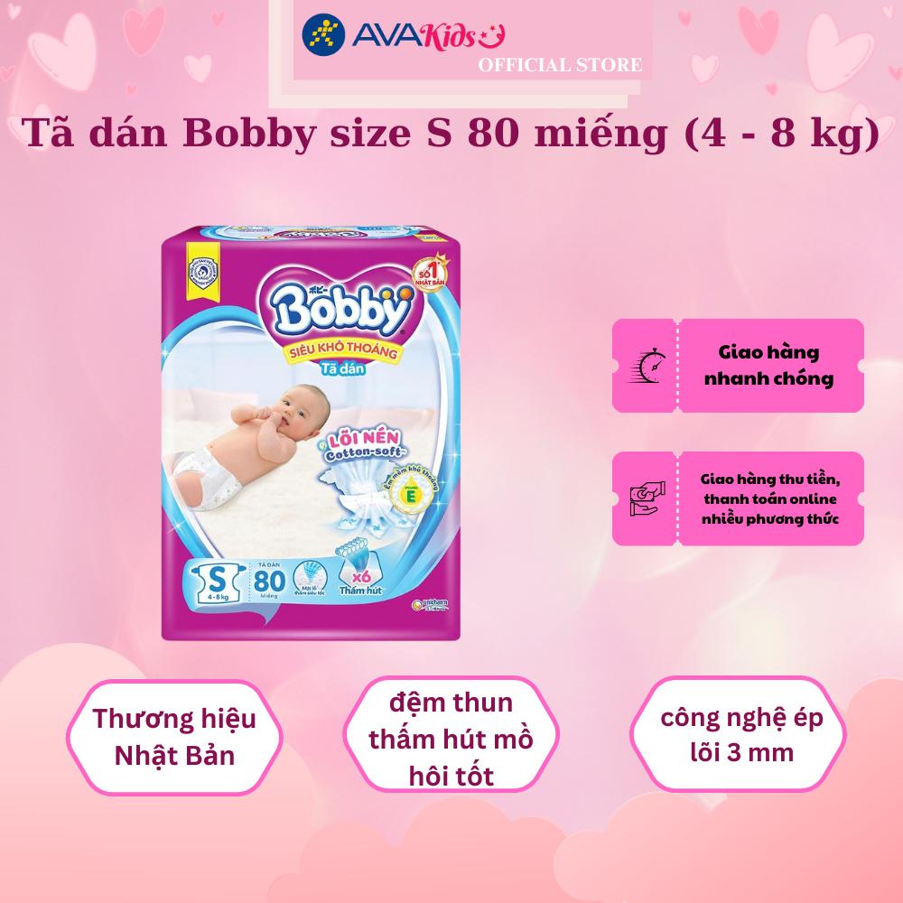 Tã dán Bobby size S 80 miếng (4 - 8 kg)