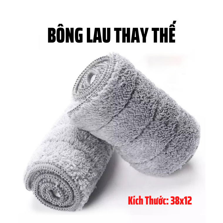 Miếng Giẻ Lau Nhà Vải Microfiber Cao Cấp - Bông Lau Thay Thế Cây Lau Nhà Thông Minh Tự Vắt Tiện Lợi - Giẻ Lau Nhà Kích Thước 33x12cm Hình Chữ Nhật Cao Cấp