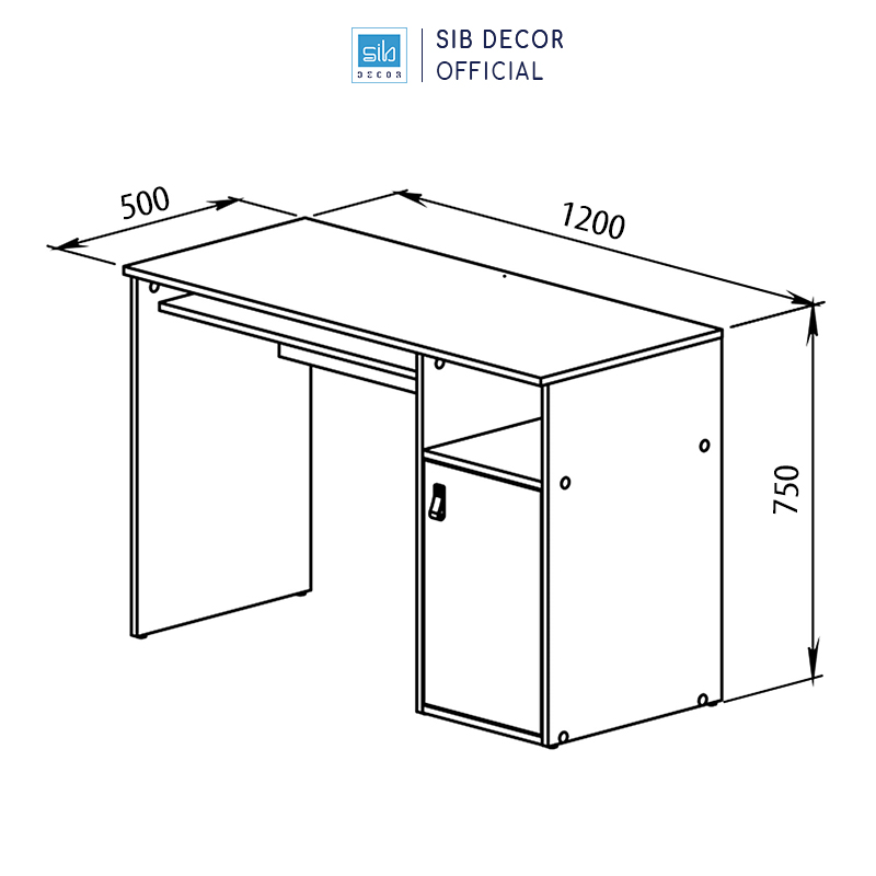 Bàn Gỗ Đa Năng SIB Decor, Chân Bàn Làm Tủ Lưu Trữ BLV90