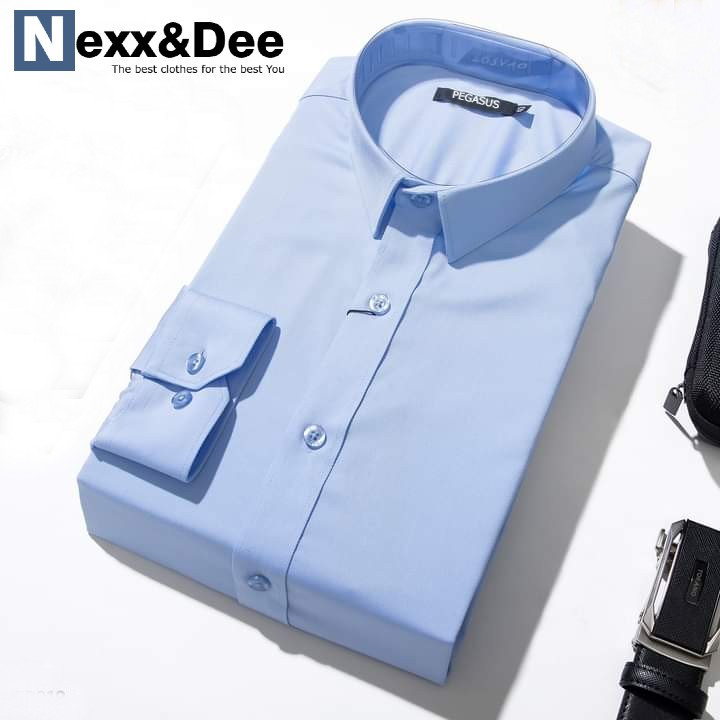 Áo sơ mi nam tay dài công sở màu trắng vải cotton lụa không nhăn cao cấp Nexx&Dee SM08