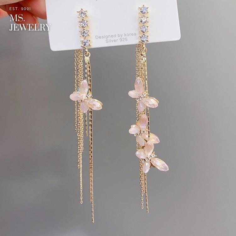 Khuyên Tai Dài Hình Bướm Bạc S925 Ms Jewelry Phong Cách Hàn Quốc