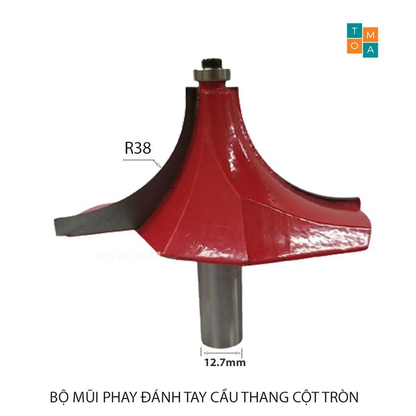 BỘ MŨI SOI GỖ - MŨI PHAY GỖ ĐÁNH TAY CẦU THANG CỘT TRÒN, MŨI LÕM R38 - MŨI ĐÀO BI DÀI 30MM CỐT 12.7MM