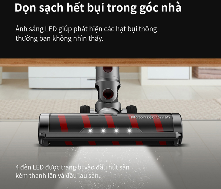 Máy hút bụi không dây Lock&amp;lock ENV356GRY đa năng cầm tay 3 trong 1 (lau sàn, hút bụi, hút bụi giường nệm), động cơ BLDC - Hàng chính hãng