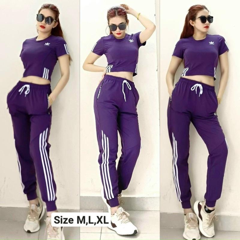 Bộ quần áo tập Gym nữ,áo croptop quần jogger tập nhảy zumba, aerobic,thể dục,chạy bộ,dã ngoại, picnic mẫu hot trend 2022