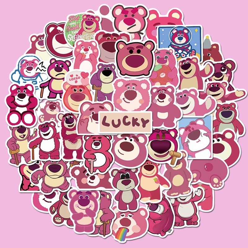 Sticker gấu dâu Lotso 30-60 hình khác nhau/ hình dán Lotso gấu dâu