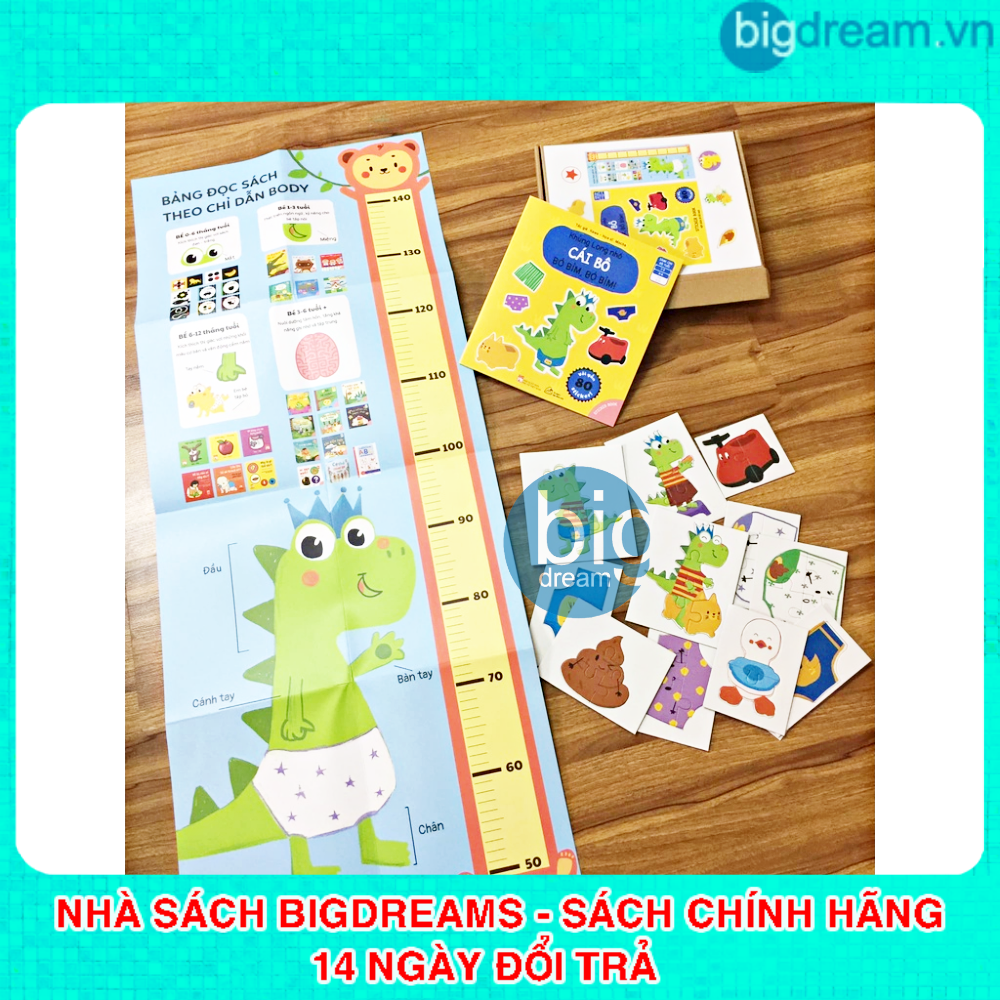 Sách bóc dán thông minh cho bé - Khủng long nhỏ Cái bô bỏ bỉm, bỏ bỉm! - Tặng hình ghép, hình dán và thước đo chiều cao