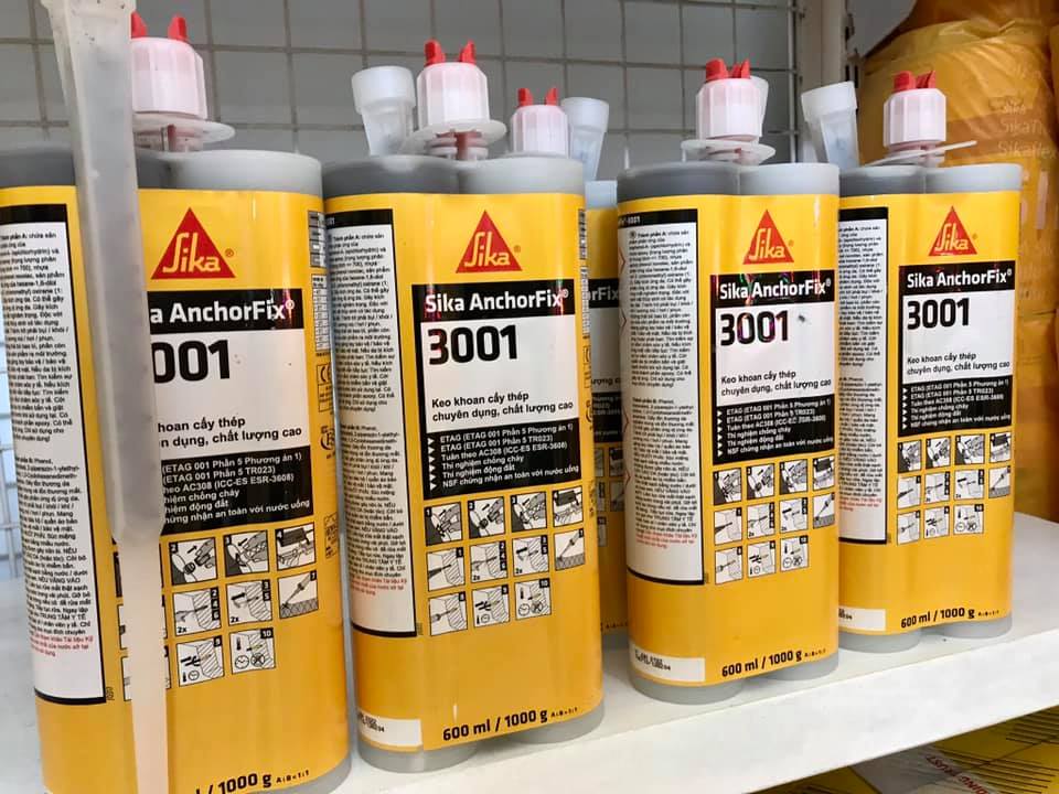 Keo neo thép chịu lực, cấy sắt hai thành phần gốc Epoxy - Sika AnchorFix - 3001 (tuýp 600ml)