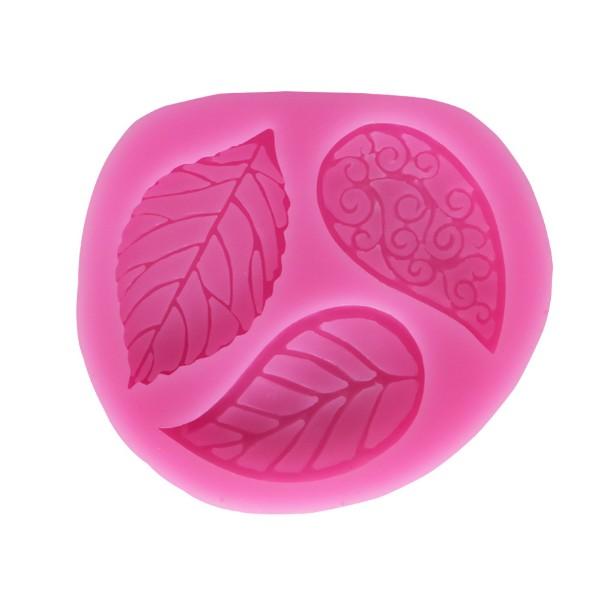 Khuôn silicon 4d 3 lá mẫu đơn nổi vân
