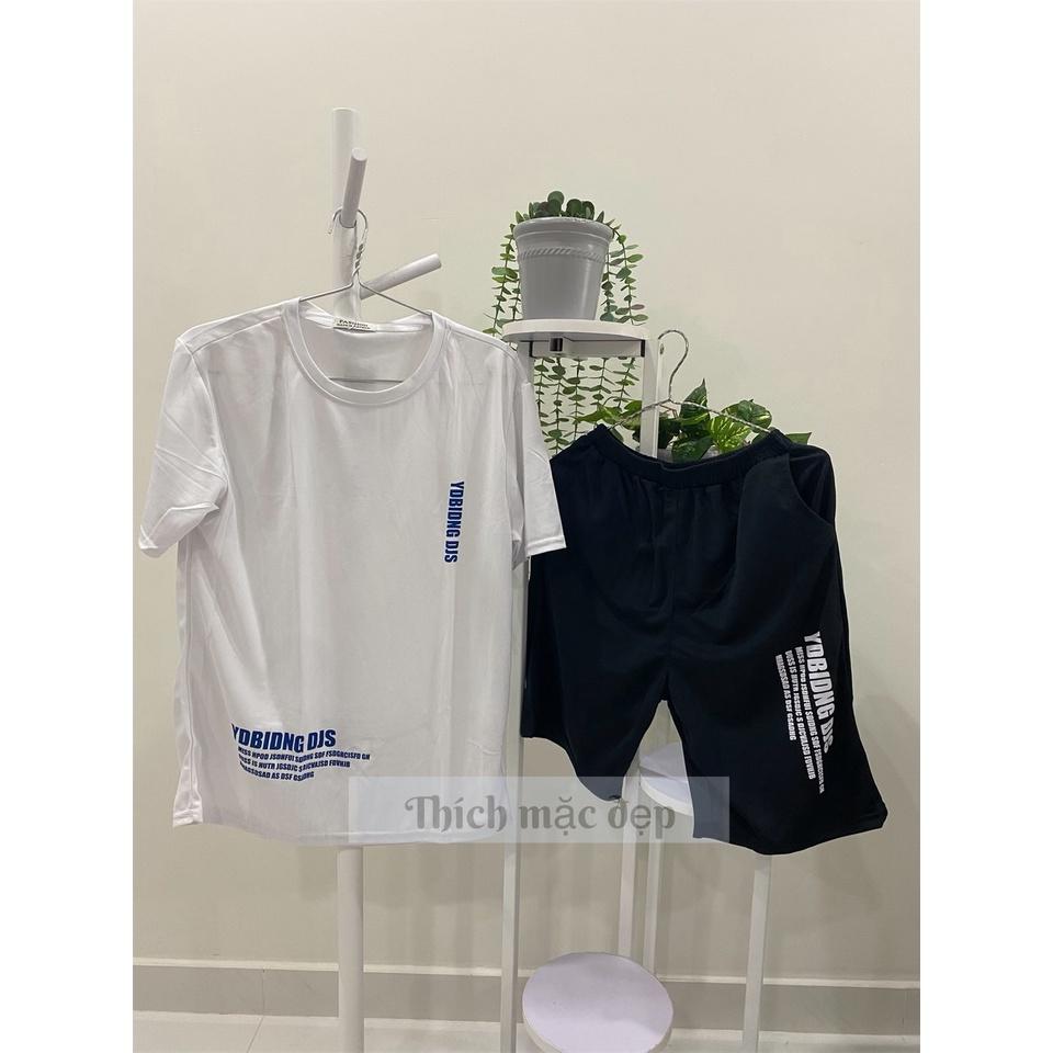 Bộ quần áo nam thể thao thu đông form rộng họa tiết chữ đơn giản hàn quốc màu trắng đen 09