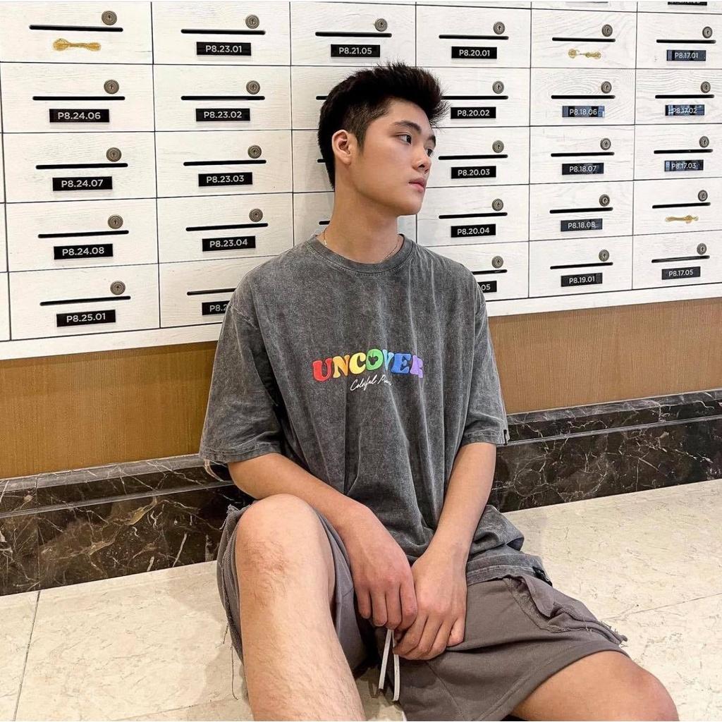 Áo thun UNCOVER Wash 7 màu áo thun wash tee Xám full tag nam nữ - Gin Store
