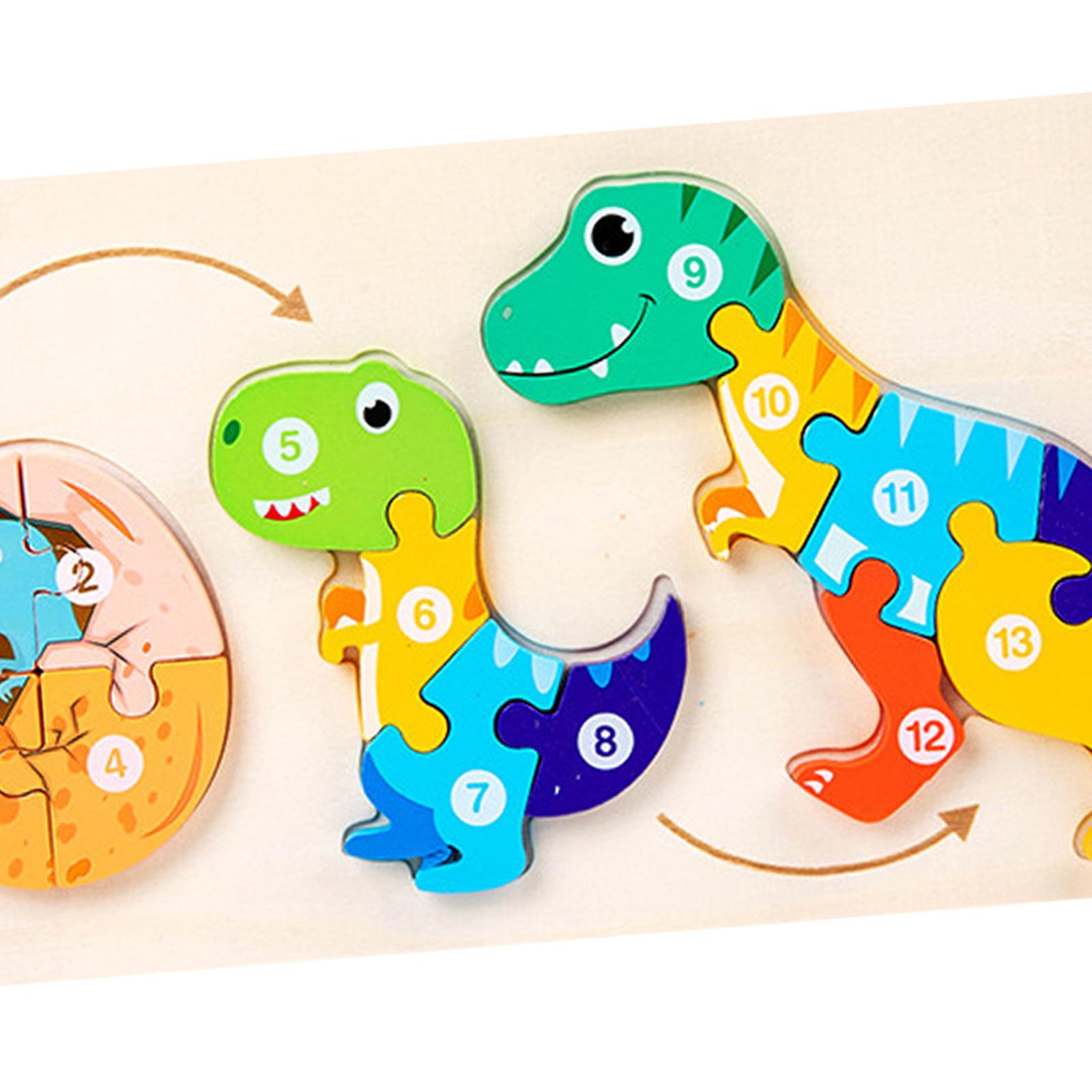 Animals Colorful wooden Cartoon Animal Shape Jigsaw Montessori Toy for Toddler