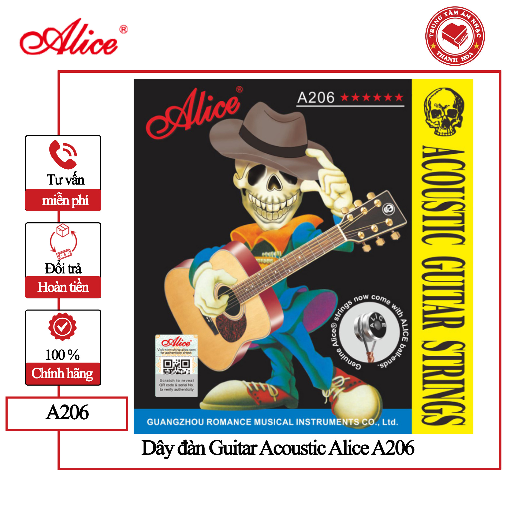 Bộ dây đàn Guitar Acoustic Alice A206 Phosphor Bronze - Hàng chính hãng