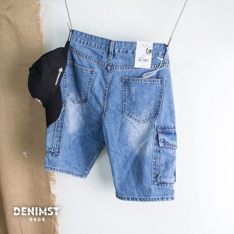 Quần short jean TÚI HỘP xanh mài 9404