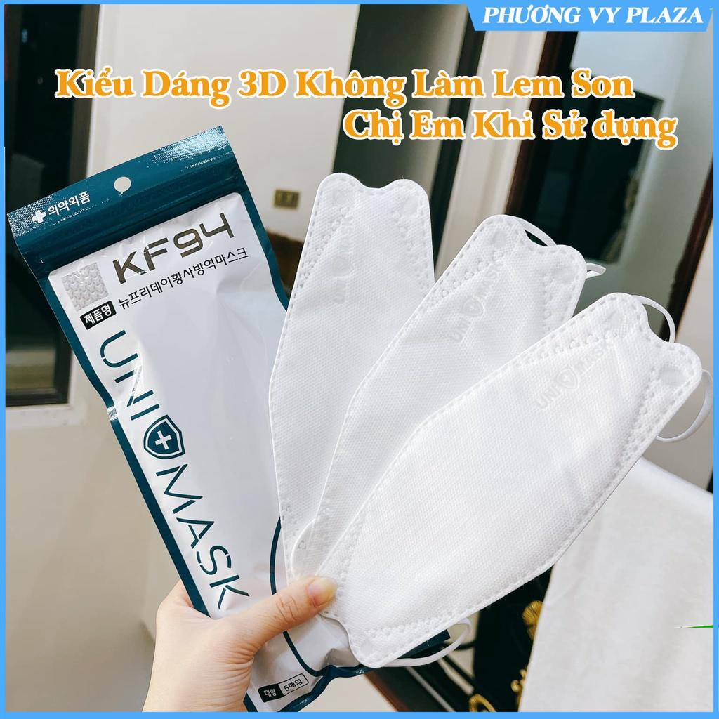 Khẩu trang KF94 uni mask Chống Bụi Mịn Và Kháng Khuẩn Hàng Cao Cấp Hàn Quốc( túi 5 chiếc)