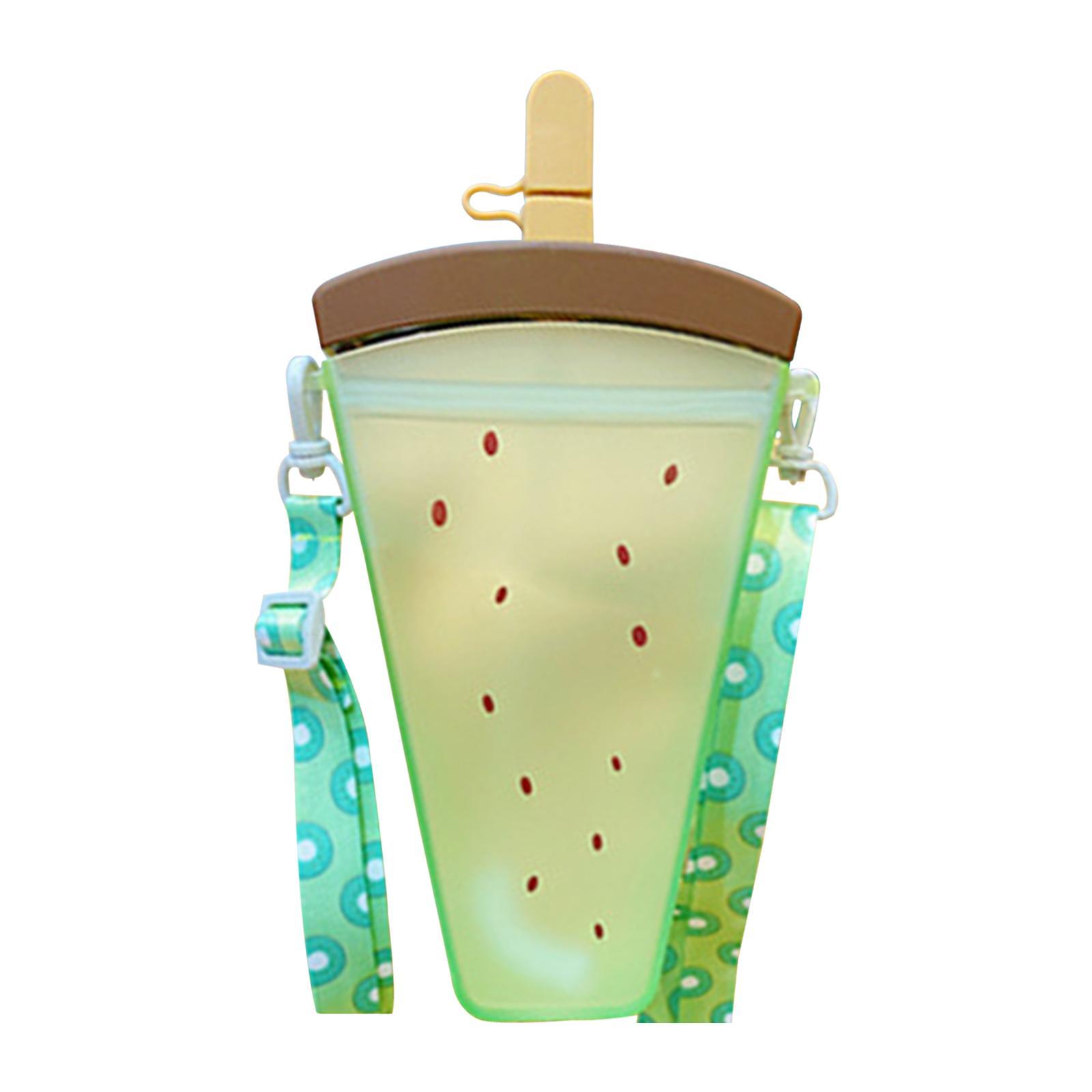 Water Bottle with Sucking Tube Girls Drinking Bottle Creative 320ml Practical Ice Cream Water Bottle for Sports Fishing Street Summer Birthday Gift