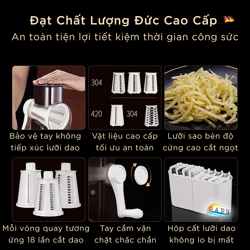 Bộ Đồ Bào Nạo Sợi Rau Củ Đa Năng 5 Trong 1 Thông Minh Cao Cấp Đạt Chất Lượng Đức SSGP