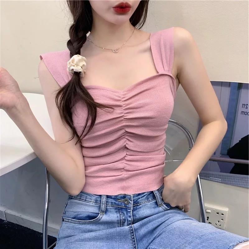 Áo 2 dây ngực xếp ly