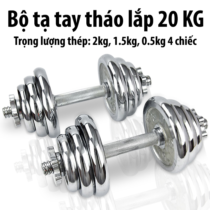 Bộ Tạ Tay Cao Cấp Đa Năng Điều Chỉnh Mới Nhất Có Thanh Nối Tạ Mẫu Kim Loại Hàng Nhập Khẩu - 20Kg