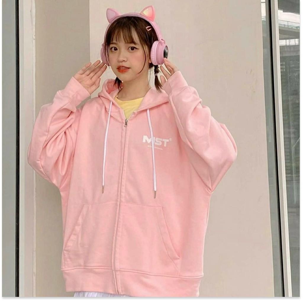 Hình ảnh ÁO KHOÁC NỈ DÂY KHOÁ KÉO, ÁO KHOÁC HOODIES NỮ CHẤT THUN NỈ MỀM CÓ NÓN PHỐI CHỮ IN SIÊU HOT