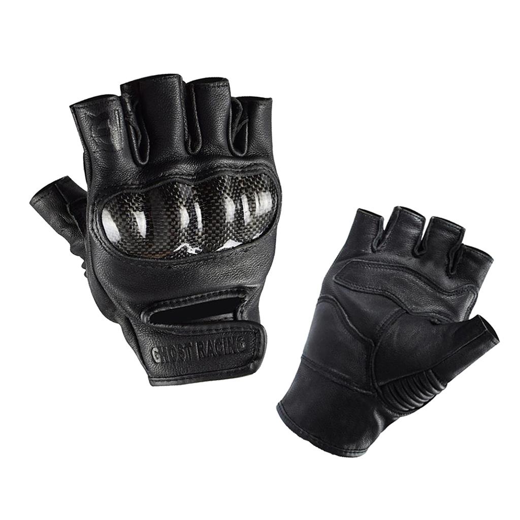 Carbon Fiber Motorcycle Half Finger Gloves Motorbike Ride Fingerless