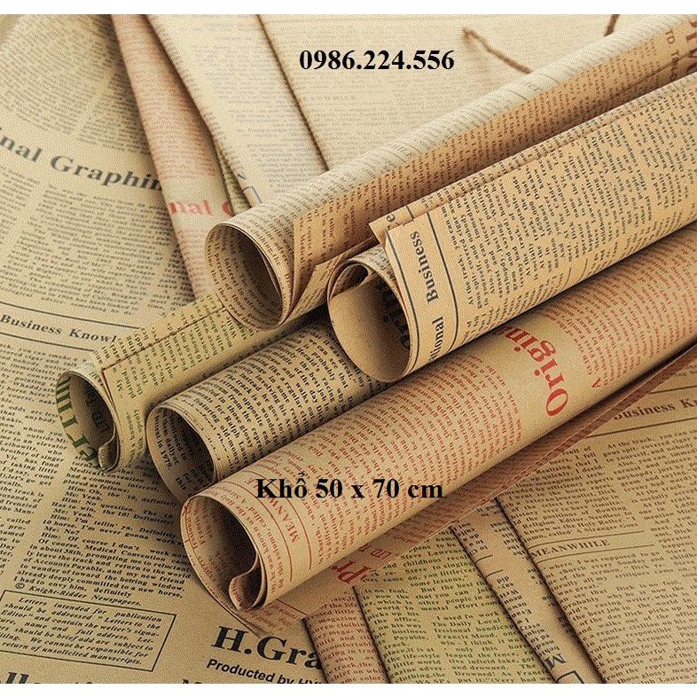 Giấy báo Vintage gói hoa quà dán tường Decor phòng dễ thương cute siêu đẹp set 10 tờ
