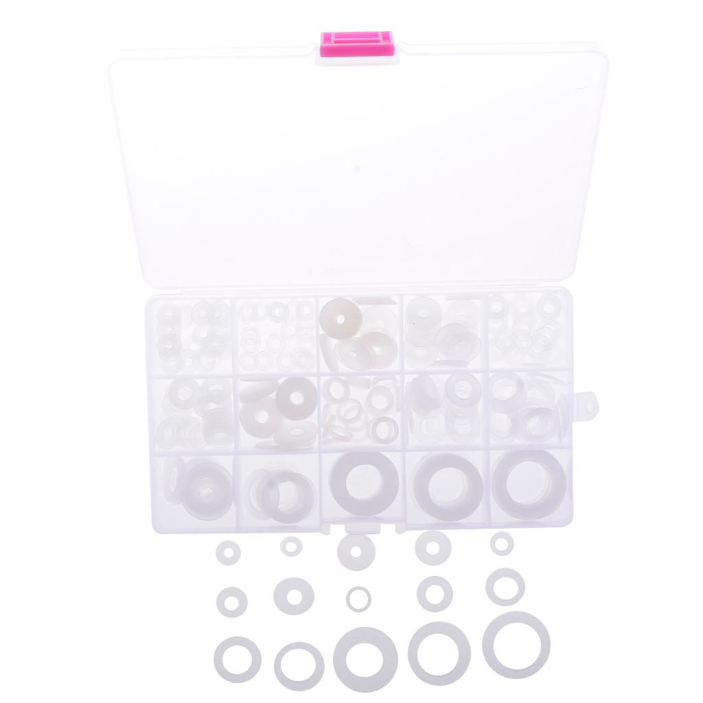 250 Chiếc Nylon Trắng O Vòng Máy Giặt Hải Cẩu Vòng Đệm Assortment Bộ Cho Xe Thuyền