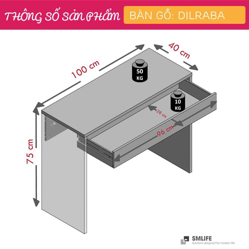 Bàn Học Gỗ Công Nghiệp Thiết Kế Tiện Dụng SMLIFE Dilraba