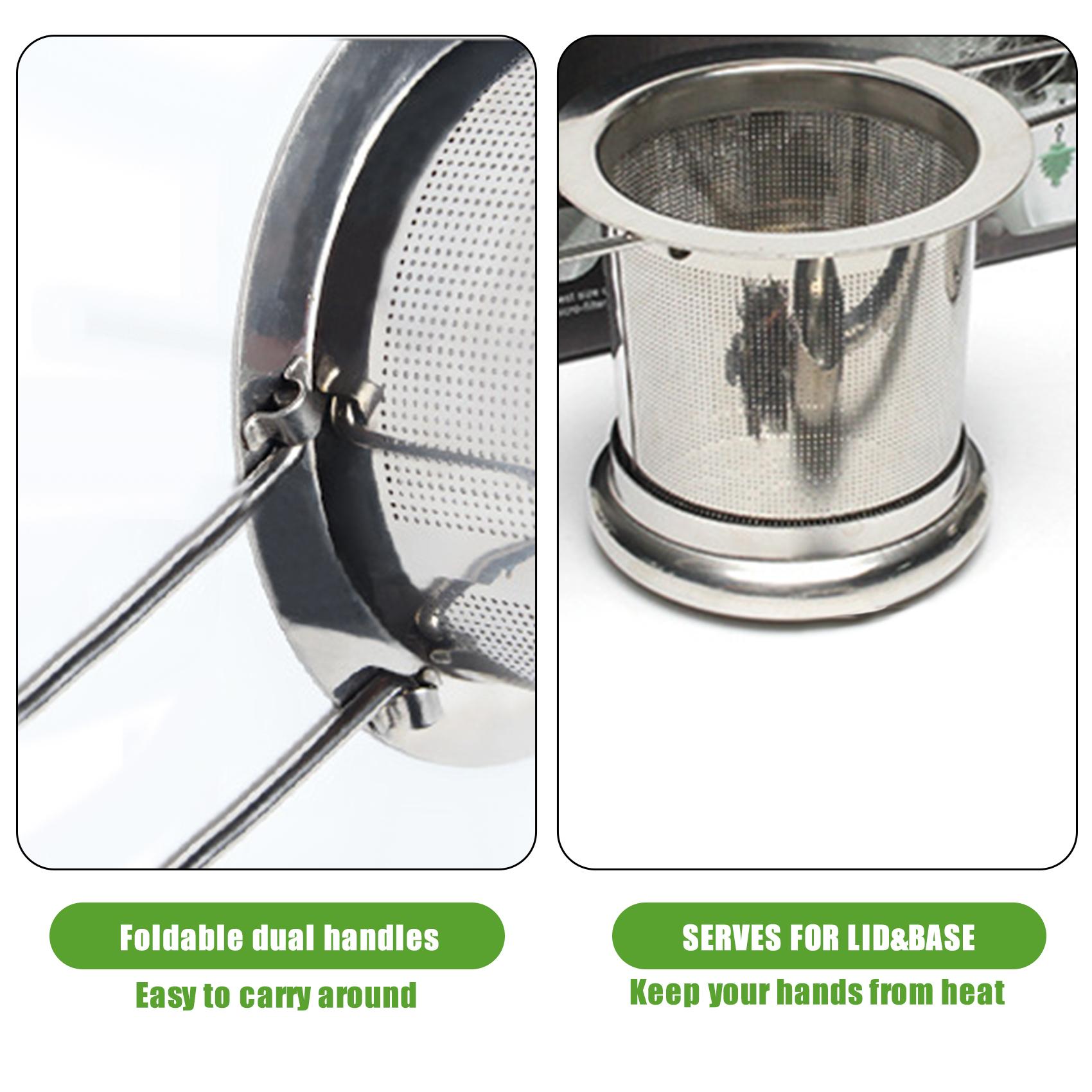 3PCs Tea Infuser Tea Scoop Clip Kit with Tea Lid Food-grade Thickened Stainless Steel Strainer for Loose Tea Fine Mesh