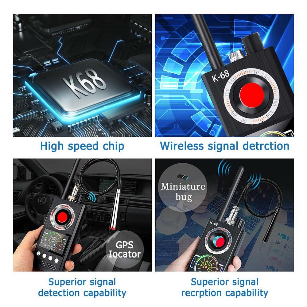 Thiết Bị Dò Tìm Phát Hiện Camera, GPS, Nghe Trộm, Phát Sóng Không Dây K68 - Hàng Nhập Khẩu