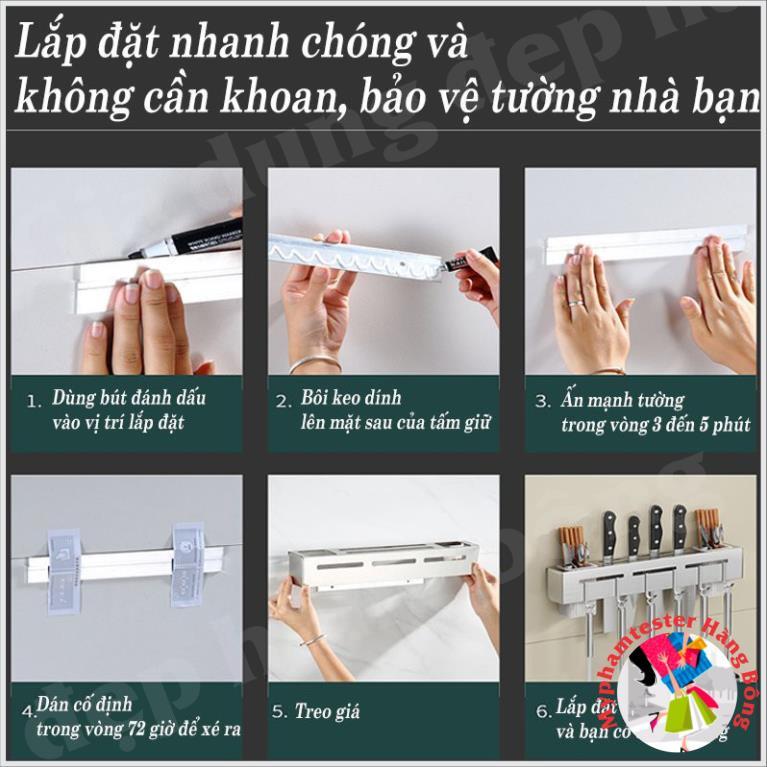 Kệ để dao giá treo dao thớt treo đồ nhà bếp cài dao dán tường QUANGLONG Đồ dùng nhà bếp đa năng bằng Inox không rỉ sét