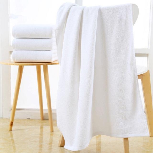 Khăn trắng khách sạn giá rẻ 100% cotton, trắng trơn, 65x125cm-320gr