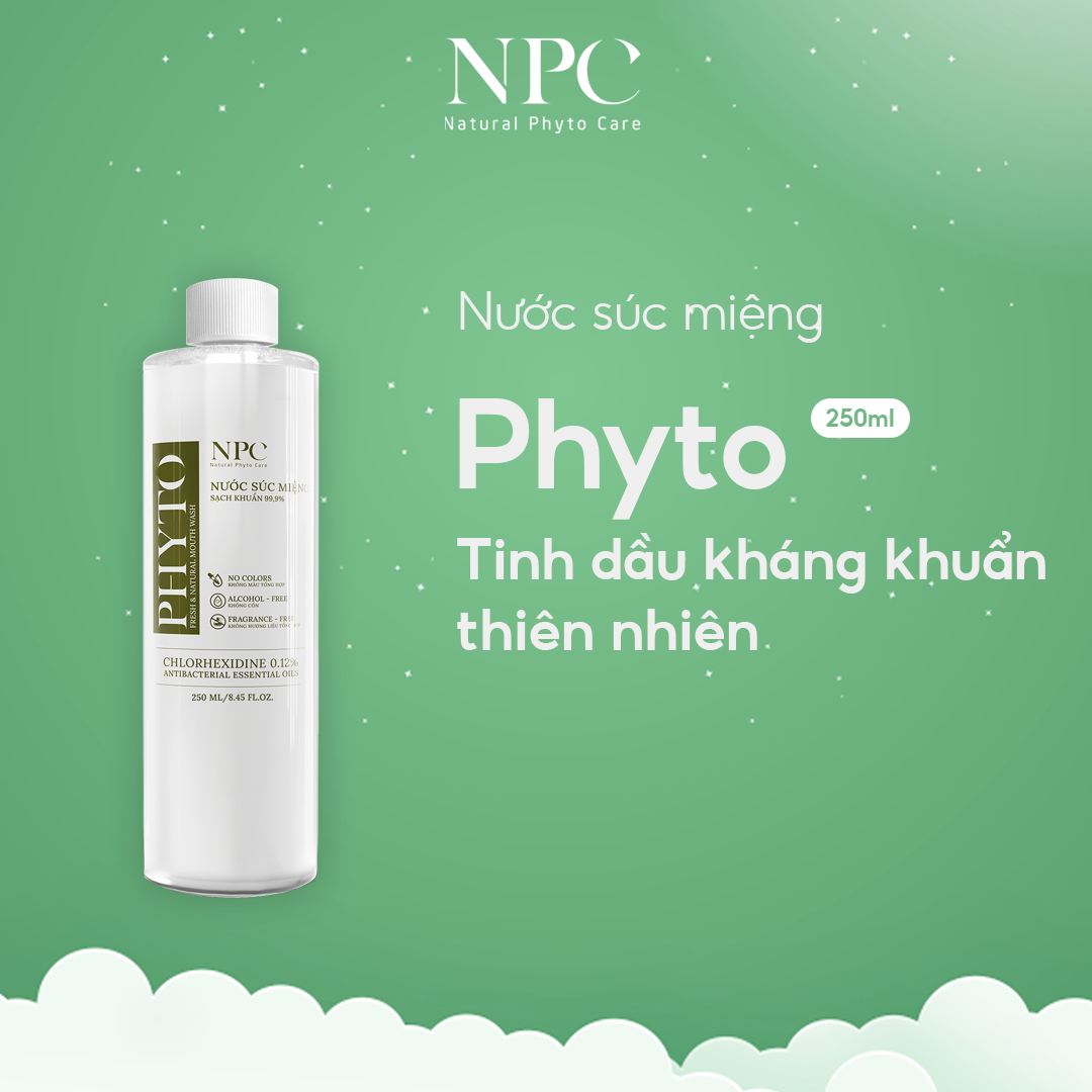 Nước súc miệng Phyto làm sạch khoang miệng 99.9%, tinh dầu thiên nhiên chai 250ml