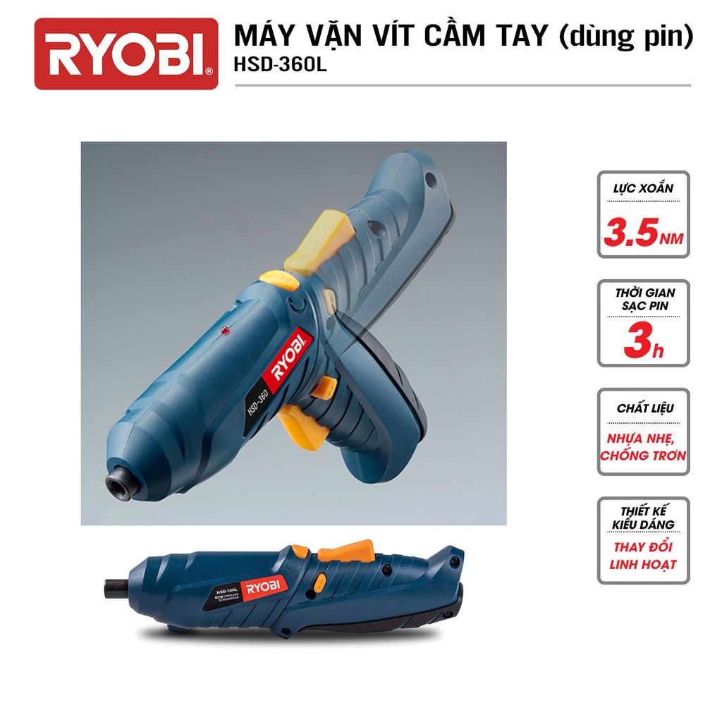 Máy vặn vít cầm tay pin 3.6V RYOBI (KYOCERA) - HSD-360L (Kèm Bộ vít + Sạc)