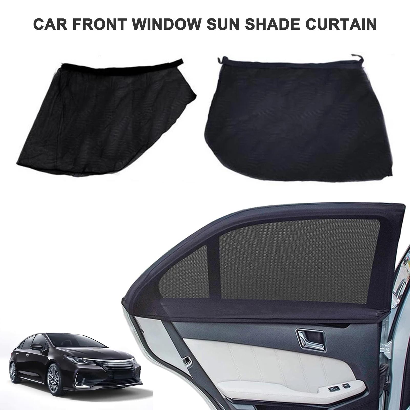 Car Rear Window Sun Shade Curtain Interior Sun Protection Window Mesh Cover 2Pcs UV Block Mesh Net for Privacy Blackout