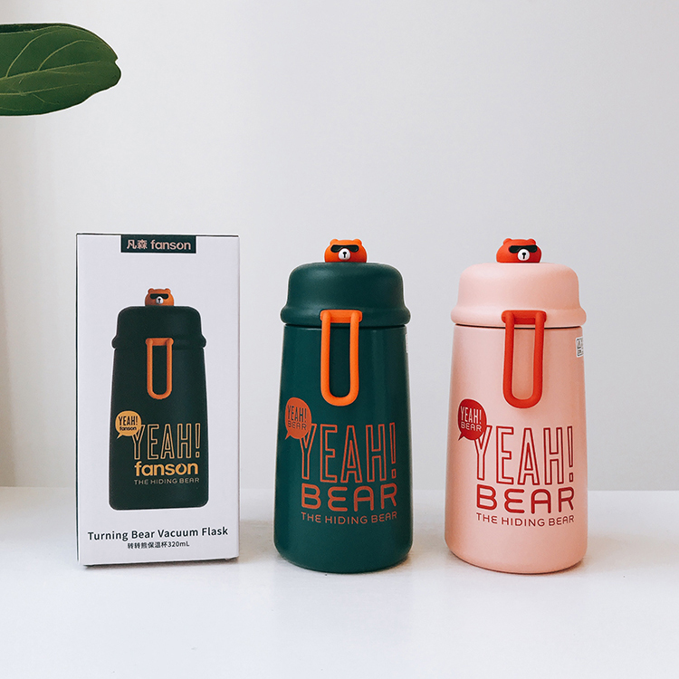 Bình Nước Giữ Nhiệt Chân Không Gấu Ngầu Điệp Viên 320ml