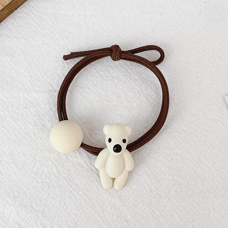 Cột tóc gấu hoa màu trà sữa hot trend dễ thương Hàn Quốc Tatitava