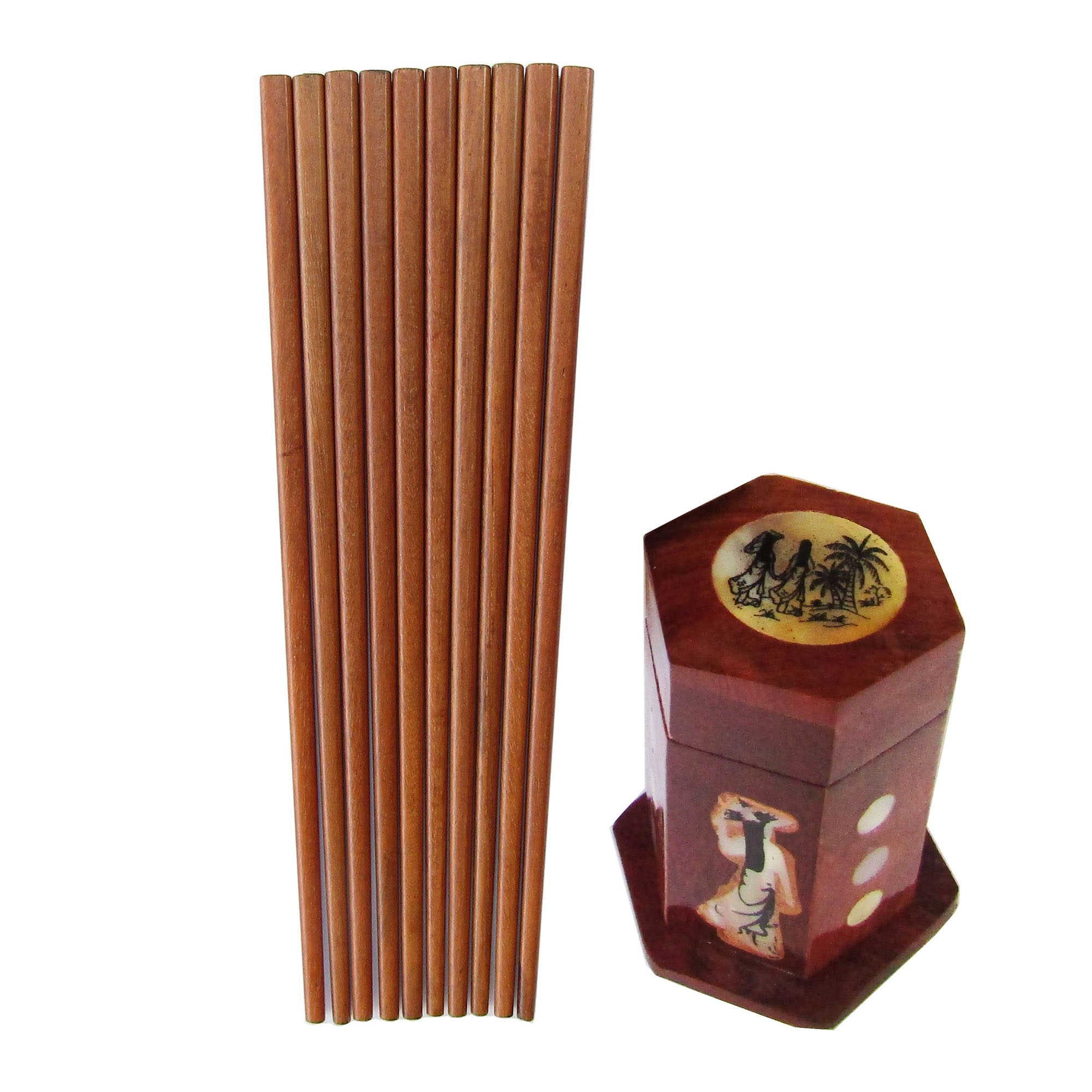 ComBo 10 Đôi Đũa Gỗ Cẩm Cao Cấp MK03 Kèm Lựa Chọn Hộp Tăm
