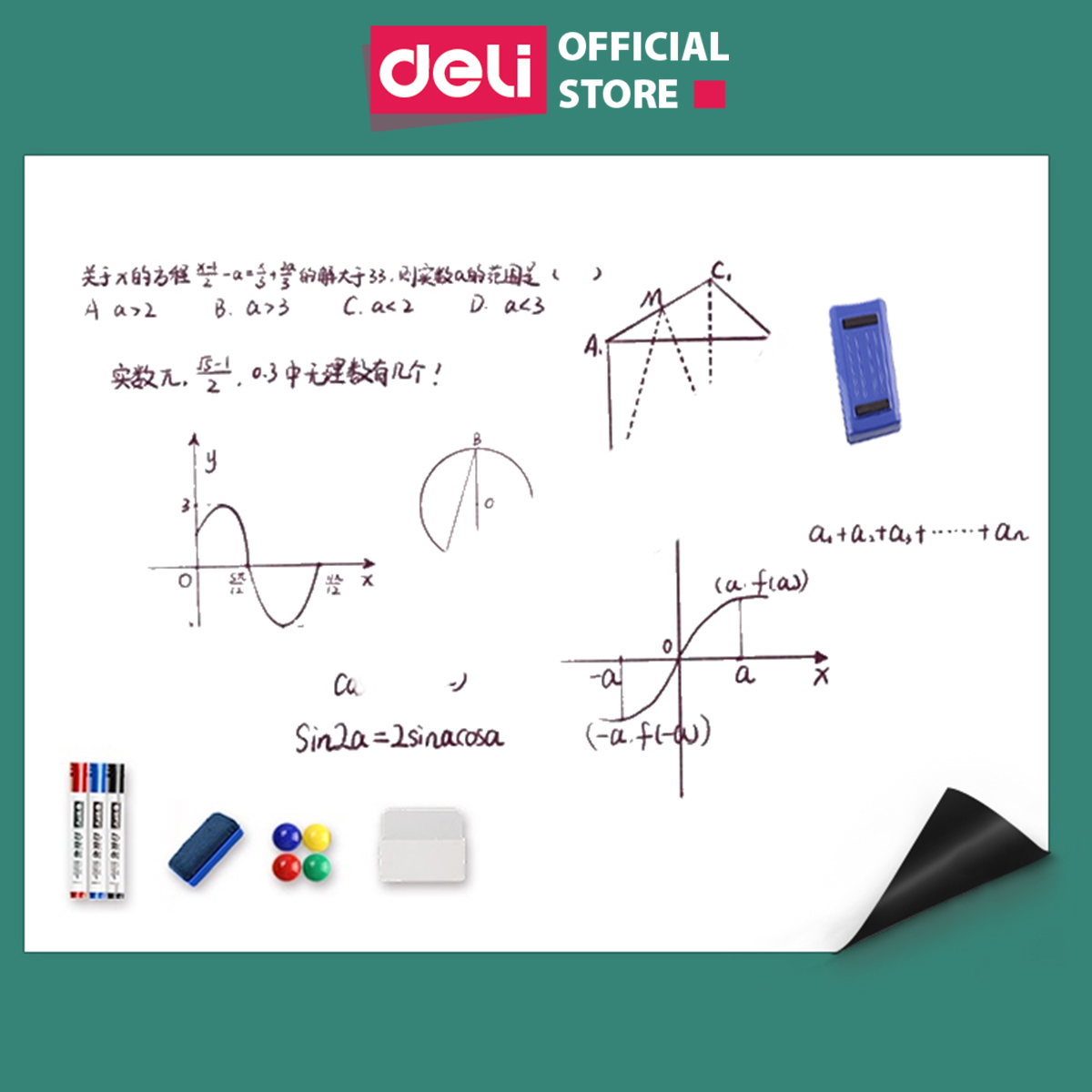 Bảng từ trắng không viền  Deli - 50007/50008/8716