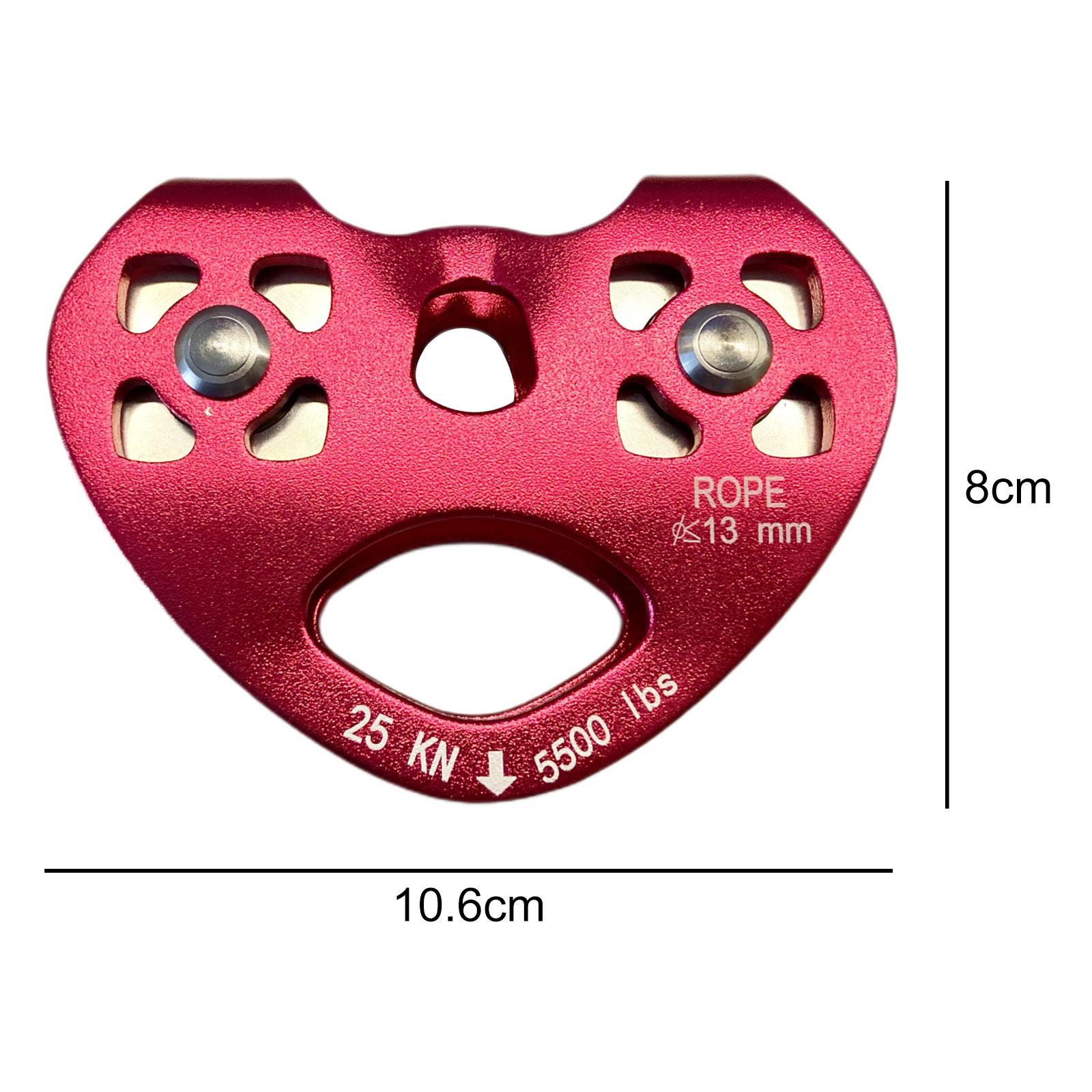25KN Double Trolley Pulley Aluminum Zip Line Rock Climbing Mountaineering Tandem Pulley with Ball Bearing