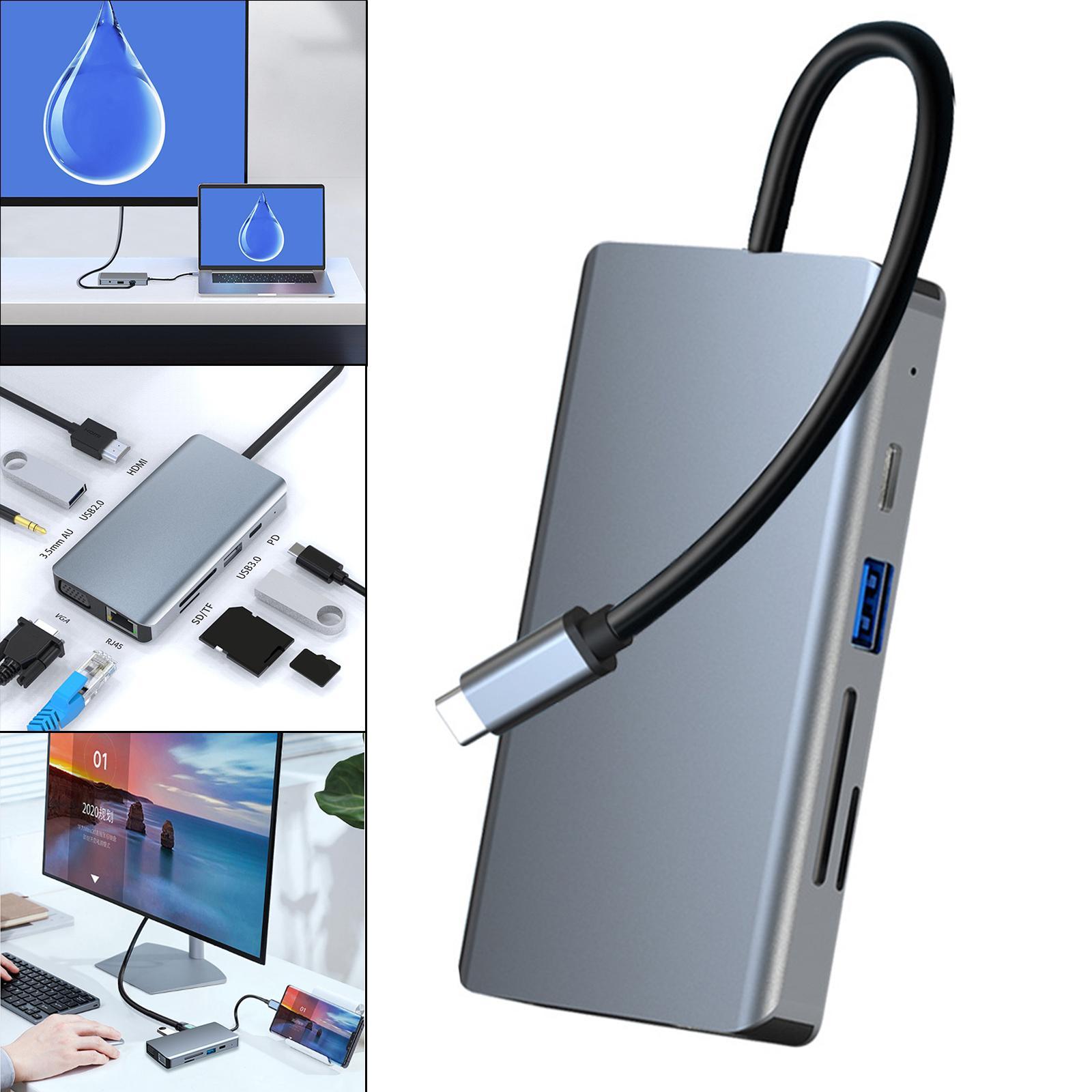 Portable USB C Hub Multi-Port Type-C To 9 in 1 USB 2.0 for Pro