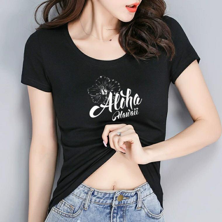 Áo thun nữ MXM cổ tròn form ôm body in chữ Aloha cực xinh thun cotton 4 chiều từ 40-52kg