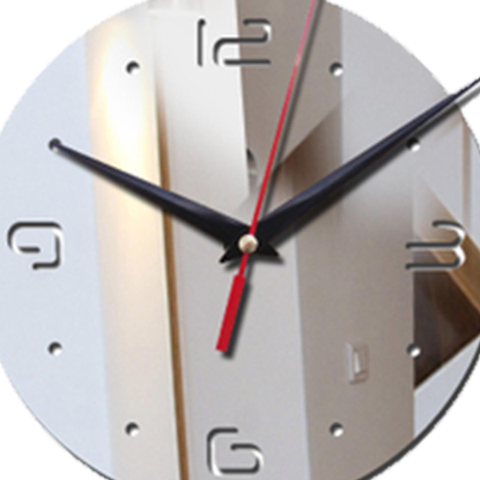 Modern Wall Clock Geometric Mute DIY Mirror Acrylic for Office Home