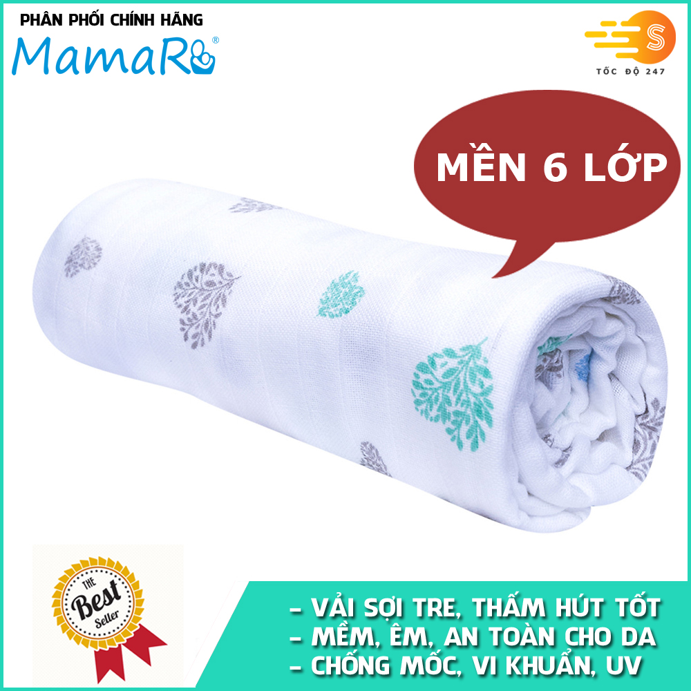 Mền 6 lớp vải tre sợi kép cho bé 125x125 Premium Mamaru MA-MEN6L - Diệt khuẩn, hút ẩm tốt, kháng tia UV