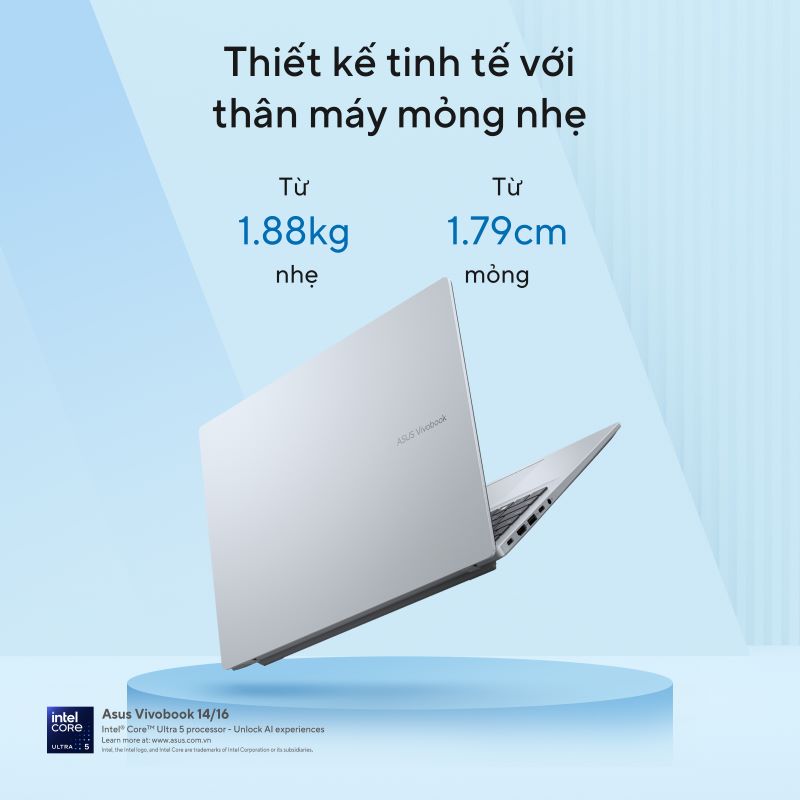 Asus Vivobook 14 A1407CA-LY008WS (Intel Core Ultra 5 225H | 16GB | 512GB | Intel Arc | 14 inch WUXGA IPS | Win 11 | Office | Bạc) - HÀNG CHÍNH HÃNG