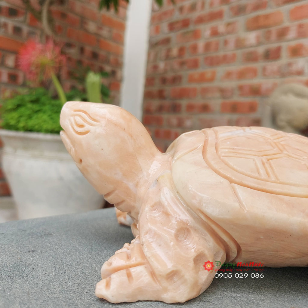 Tượng Rùa đá cà rốt 15cm đá Non Nước