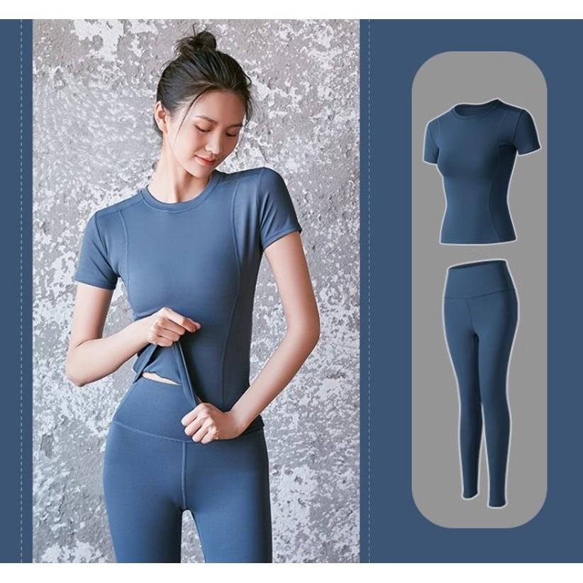 Set quần áo tập gym, tập yoga , earobic, zumba áo thun và quần dài co giãn thoáng mát, mặc tôn dáng