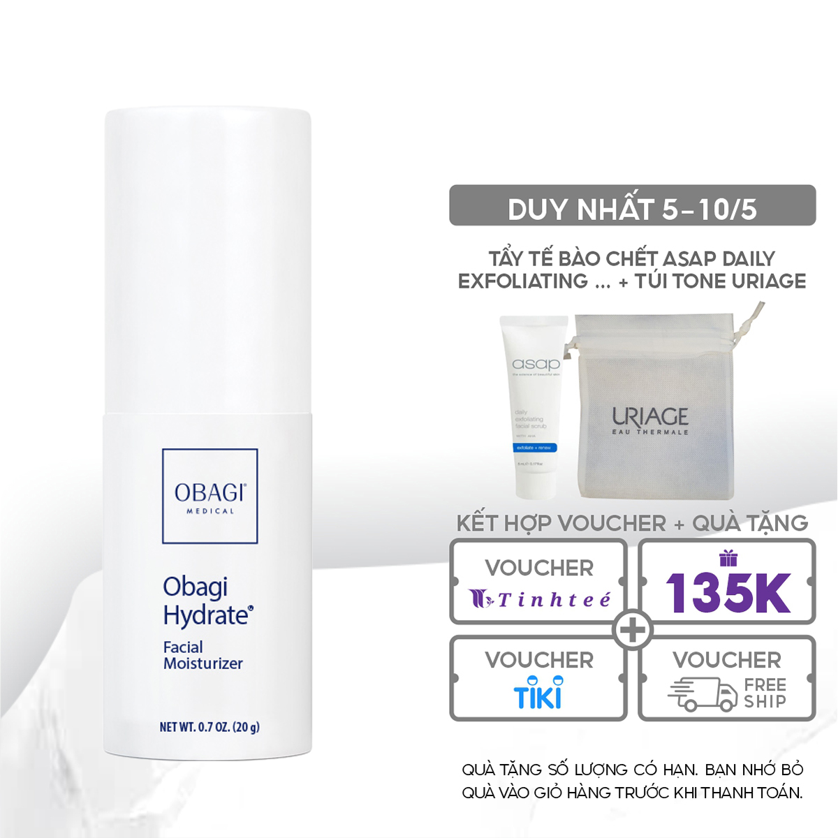 Kem dưỡng ẩm giúp da mịn màng săn chắc Obagi Hydrate Facial Moisturizer 20gr