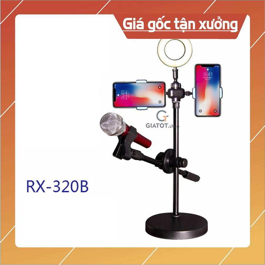 Kẹp mic và kẹp điện thoại livestream 4 trong 1, đèn 4 trong 1 tiện dụng